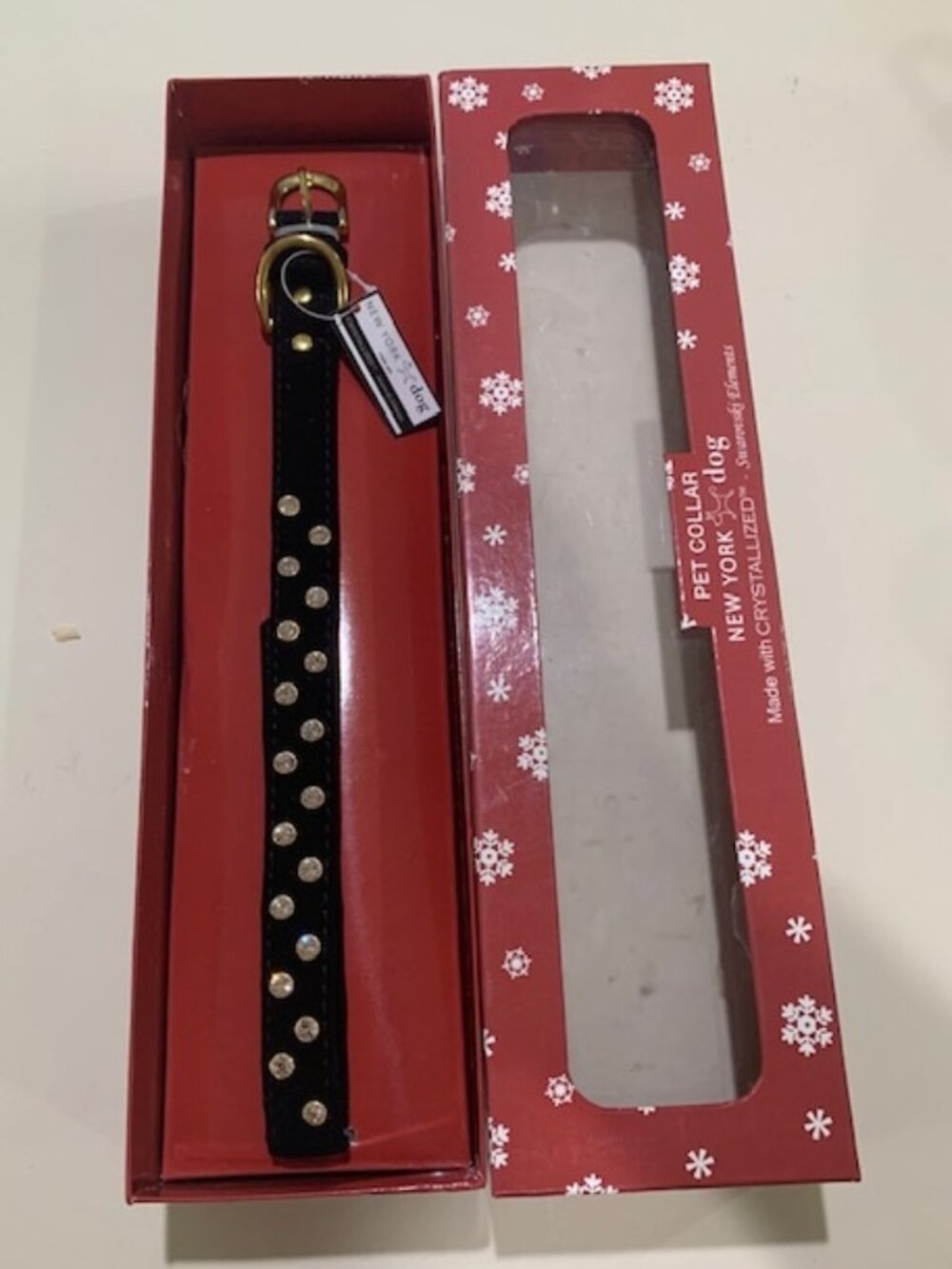 2007 NEW Black Velvet Dog Collar Studded With Swarovski Crystals Medium 3/4x17"